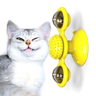 Wholesale Turntable Teasing Pet Toy Scratching Tickle Cats Hair Brush 2020 Newest Windmill Cat Interactive Toy