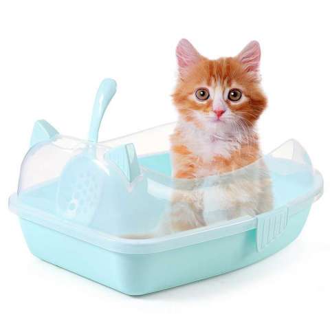 2020 Small Cat Litter Half Semi-Closed Cat Toilet Sand Basin Against Splashing With Sand Shovel Pet Supplies